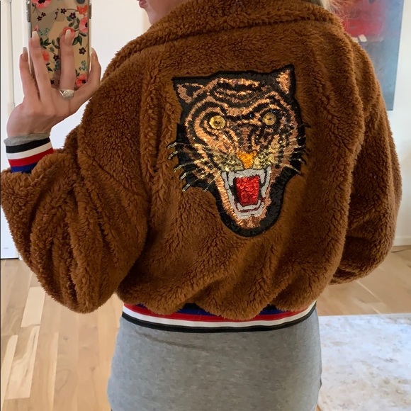 Faux Fur 3 Stripe Hem Teddy Jacket - Picture 5 of 8